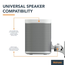 MAHARA Tilt & Swivel Speaker Stand Wall Mount x2 - Surround Sound System Speaker Stands Max 3.5kg - TV Speakers Wall Bracket SONOS PLAY:1 Compatible - Silver Wall Bracket for Home Cinema Sound System