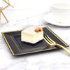 bUCLA 100PCS Black Square Plastic Plates with Gold Rim -