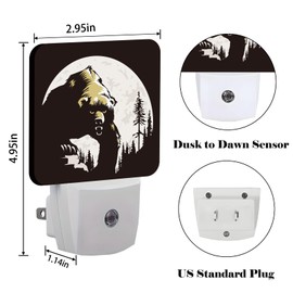 FSHVQKD Brown Bear Night Light,Plug-in Nightlights Auto Sensor Night Lamp Dusk-to-Dawn Lamp Home Decor for Nursery Children Girls Boys