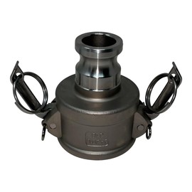 Gloxco Stainless Steel Type DA and Groove Hose Fitting, Reducer, 2" Female Camlock x 1" Male Camlock (CAM-2010-DA-SS)