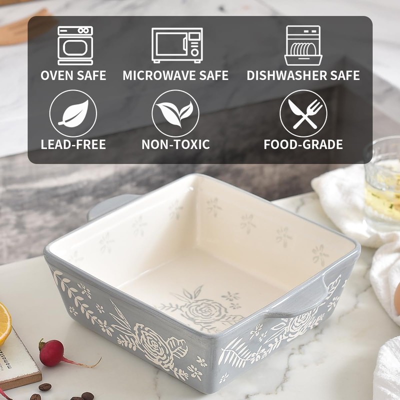 Wisenvoy Baking Dish 8x8 Baking Pan Brownie Pan Casserole Dish
