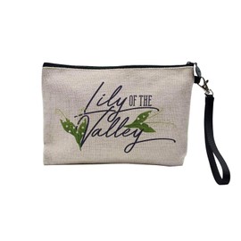 Canvas Bag - Lily of the Valley Flowers Illustration Chic Garden Love - Linen Look Cosmetic Bag - Purse - 15 x 10 cm, linen, Cosmetic bag