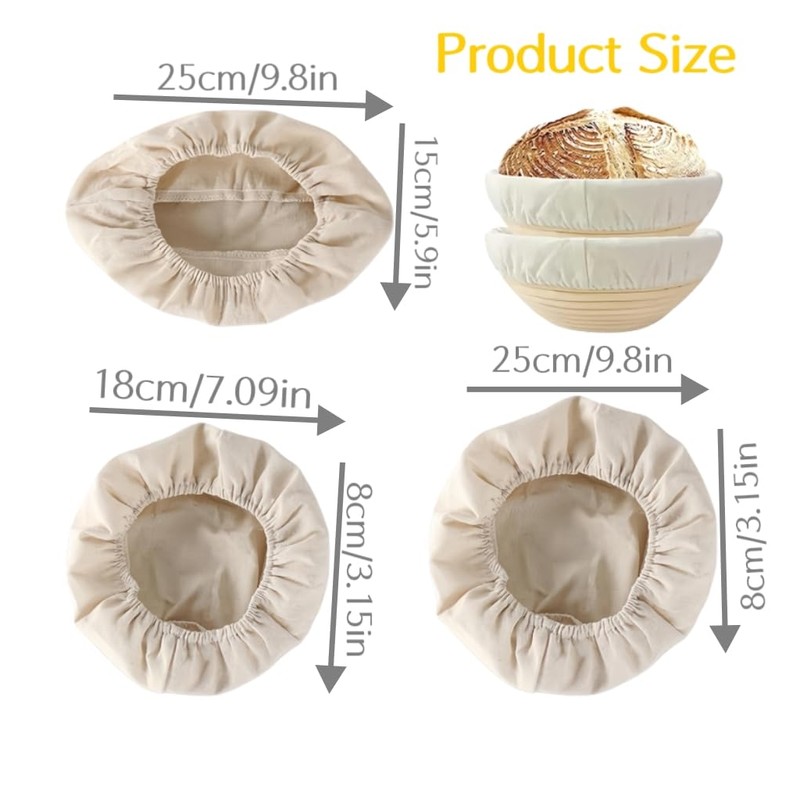 Bread Proofing Basket Liner Cloth, 6Piece 3 Sizes Round and