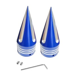 CWXEDN Front Axle Nut Covers 3.6" CNC Spike Front Axle Nut Covers Caps for Harley Touring Street Glide Fat Boy Road King Electra Glide Tri Glide Dyna (Blue)