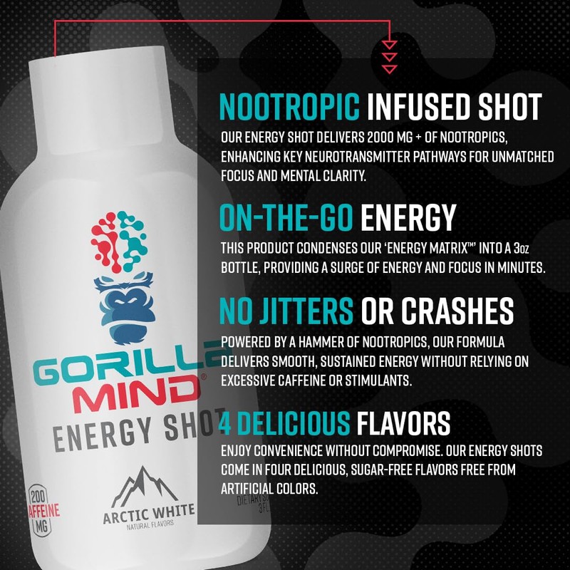 Gorilla Mind Energy Shots (Pack of 6) - Enhanced Focus