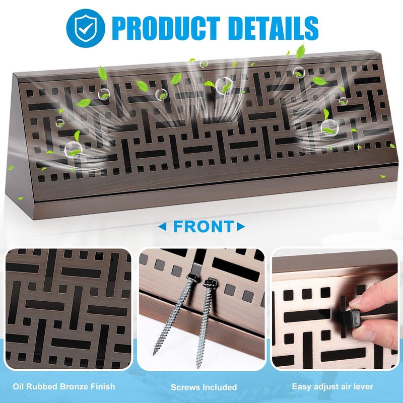 Landhoow Baseboard Diffuser Register, Oil Rubbed Bronze Finish, Vent Covers