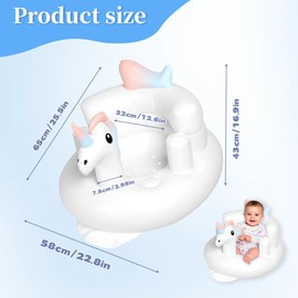 Shyllin Portable Inflatable Baby Seat with Built-in Air Pump, Portable Sofa Baby, Foldable Baby Chair for Children Aged 5-36 Months, Back and Neck Support, for Eating and Going Out