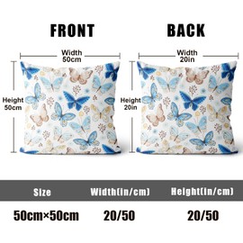 XPHZZL Cushion Covers Set of 2 Pack 50 x 50 cm Soft Animal Butterfly Decorative Throw Pillow Cases Cute Pillow Cover for Sofa Bed Garden Outdoor Decor with Invisible Zipper Pillow Covers