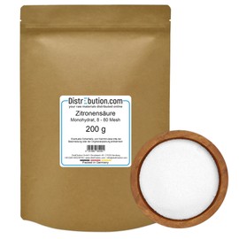 Zitronensäure 200 g Pulver, Monohydrat, Lebensmittelqualität E330, Entkalker, Reiniger, Citronensäure