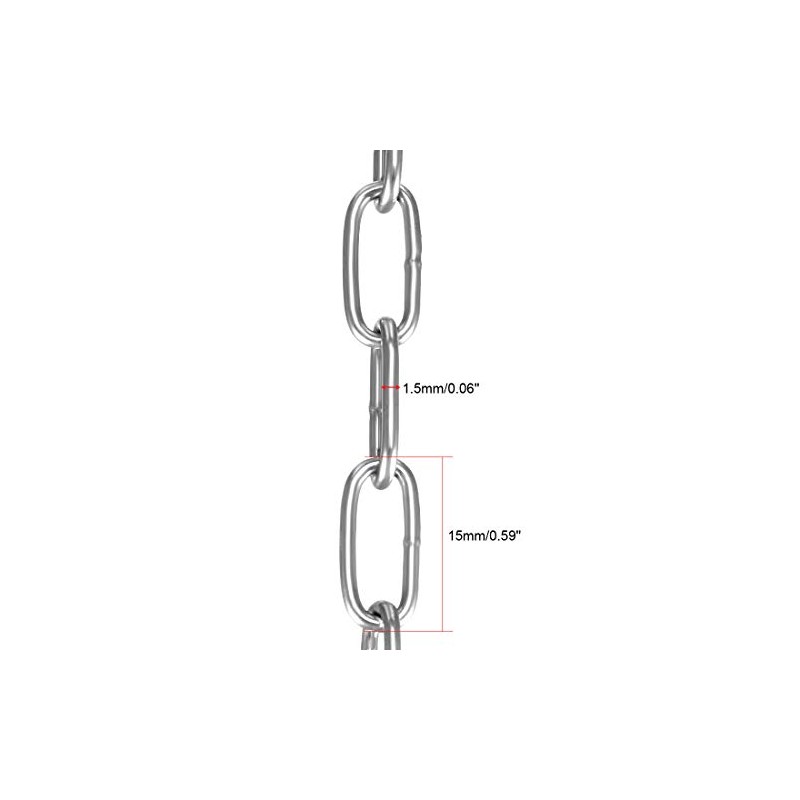 sourcing map Stainless Steel 304 Hardened Proof Coil Chain 4m