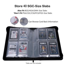 Rayvol SGC-Sized Slab Binder, 4 Pockets Top Loading Card Binder fit 40 SGC Slabs, Graded Card Holder Storage Album