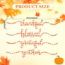 Jetec 8 Pieces Thankful Wood Cutout Cards Sign Grateful Blessed Gather Word Table Sign Decorations Unfinished Rustic Wood Wall Decor for Christmas Thanksgiving, 2 x 10.6 in (8, Orange and White)