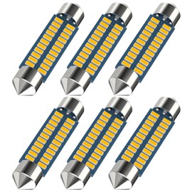 Serundo Auto 578 Led Festoon Bulb 211-2 Led Car Bulb 41mm 42mm 1.65in 212-2 Bulb for Car Map Light Dome Light, 22SMD 3014 Chips Interior Led Festoon Bulb,Pack of 6pcs Amber Yellow