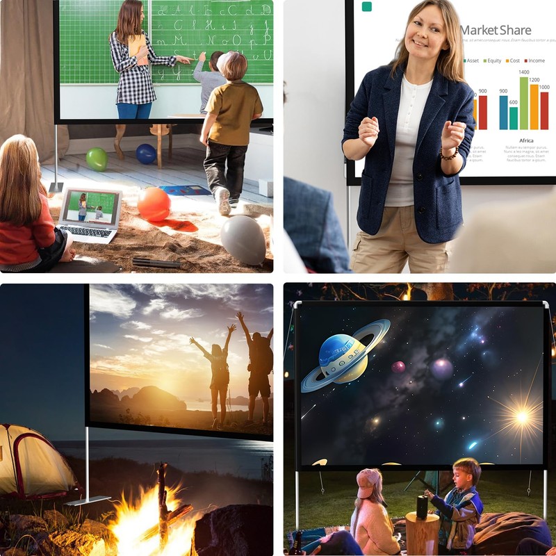 Projector Screen with Stand 100 inch 16:9 HD 4K Outdoor