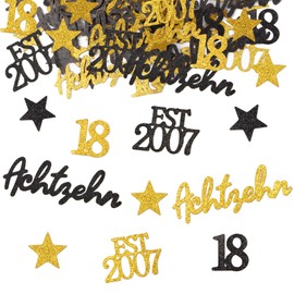 MEJOSER Pack of 150 Decorative 18th Birthday Boy Table Decoration 18th Birthday Glitter Confetti Confetti Black Gold for Boys Girls 2007 Decoration Birthday Decoration 18 Years Table