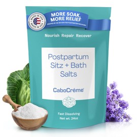 CaboCréme Postpartum Sitz + Bath Salts – 24oz – Postpartum Bath Soak for Perineal Care, Healing Tears, Swelling & Hemorrhoids – Dead Sea Salt with Magnesium – OB-GYN Created Recovery Essential