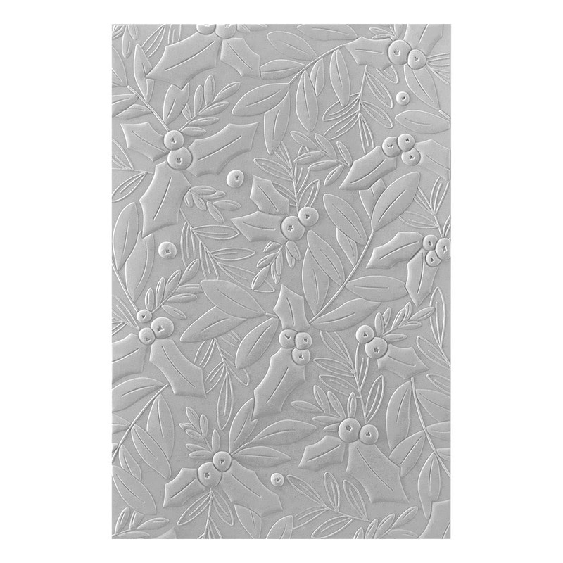Spellbinders Holly & Foliage Embossing Folder, Clear