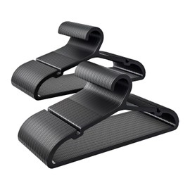 ABHENG 80 Pack Clothes Hangers, Non Slip Plastic Coat Hangers, Space Saving Hangers, Heavy Duty, Hanging Dry Wet Clothes, 16.4" x 8.3", Black, UAPY0580B