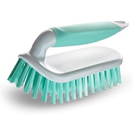 NCaan 2pk Deluxe Hand Scrubbing Brush Heavy Duty with Stiff Bristles & Non-Slip Soft Grip Handle-Household Cleaning Brush-Indoor & Outdoor, Bathroom, Kitchen, Carpet, Floor, Bath, Car (Mint Green, 2)