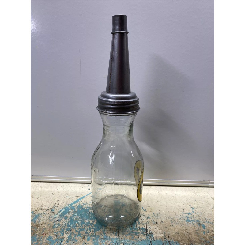 Gulf Motor Oil Bottle Spout Cap Glass Vintage Style Gas