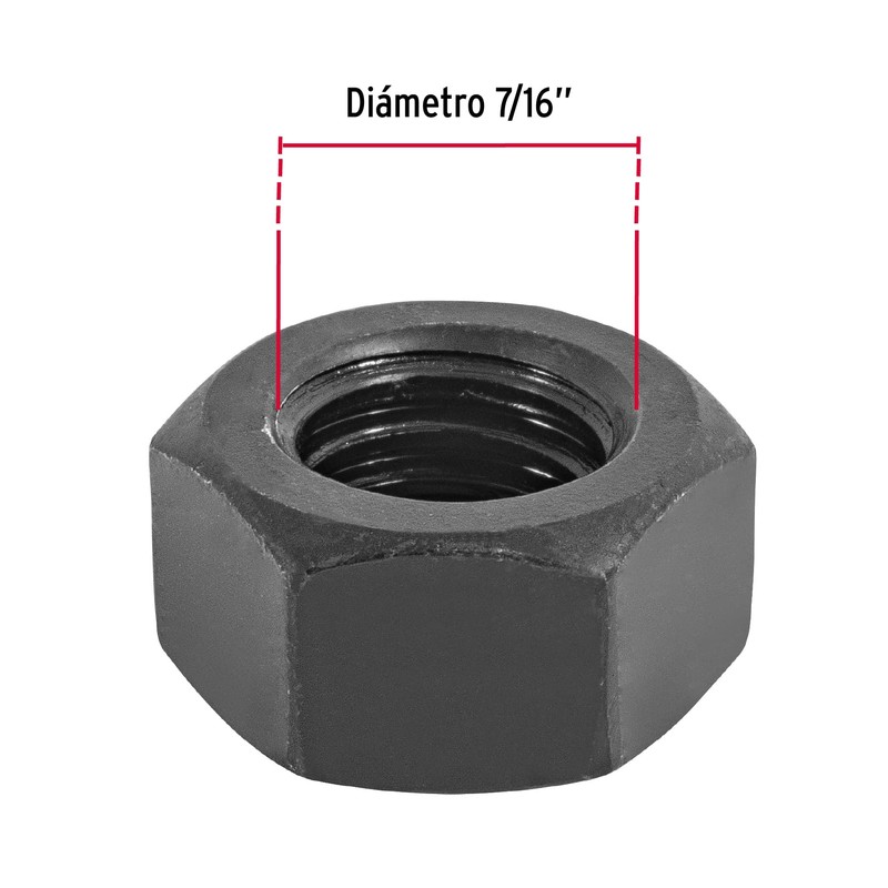Fiero TUE5-7/16, Tuerca hexagonal grado 5 de 7/16", pavonada, bolsa