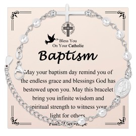 EYQV Baptism Gifts for Girls, Virgin Mary Cross Bracelet, Christening Gifts for Girls, Presents for Sister Daughter Granddaughter Niece