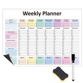 Weekly Hourly Planner Dry Erase Magnetic Whiteboard－Daily Weekly Weekly Planner and Hourly Schedule Checklist－Weekly To Do List Organize Your Daily Work Efficiently