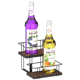 Alyoen Coffee Syrup Rack Organizer, 4 Bottles Syrup Holder Stand for Coffee Bar, Small Coffee Bar Organizer Shelf, Coffee Station Organizer for Countertop Wine, Liquor