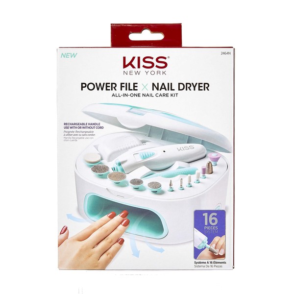 KISS Power File X Nail Dryer, All-In-One Nail Care Kit (2464N)