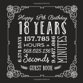 Happy 18th Birthday - Guest Book: Great for 18th Birthday - Vintage Party - Black Birthday Decorations, Gifts for men and women - 18 Years - Retro ... pages for Wishes and Photos of Guests
