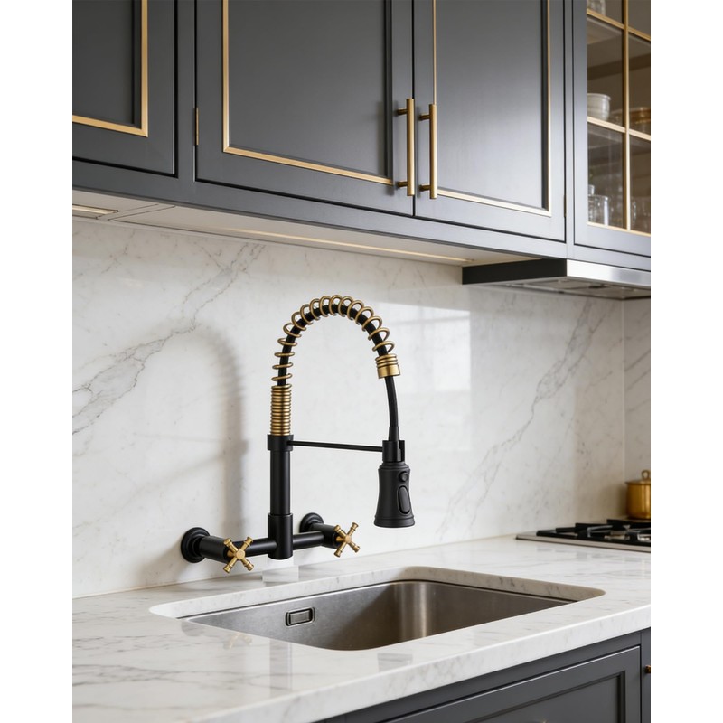 Wall Mount Kitchen Faucet, 8 Inch Center Wall Mount Faucet