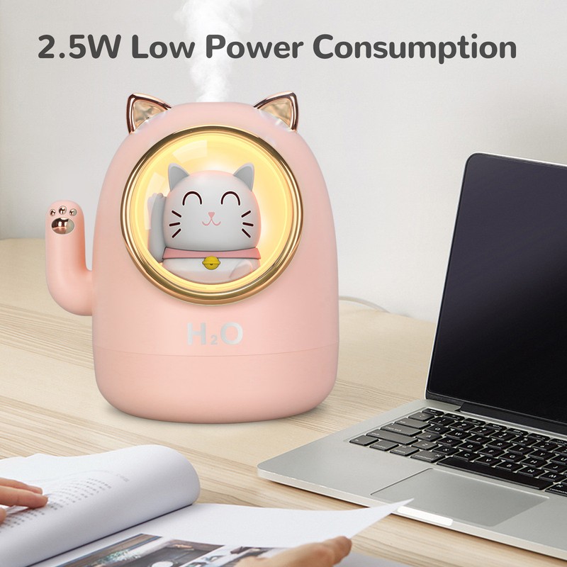 Humidifier Aroma Diffuser Cat Shape 400ml Capacity Timing Humidifier Home