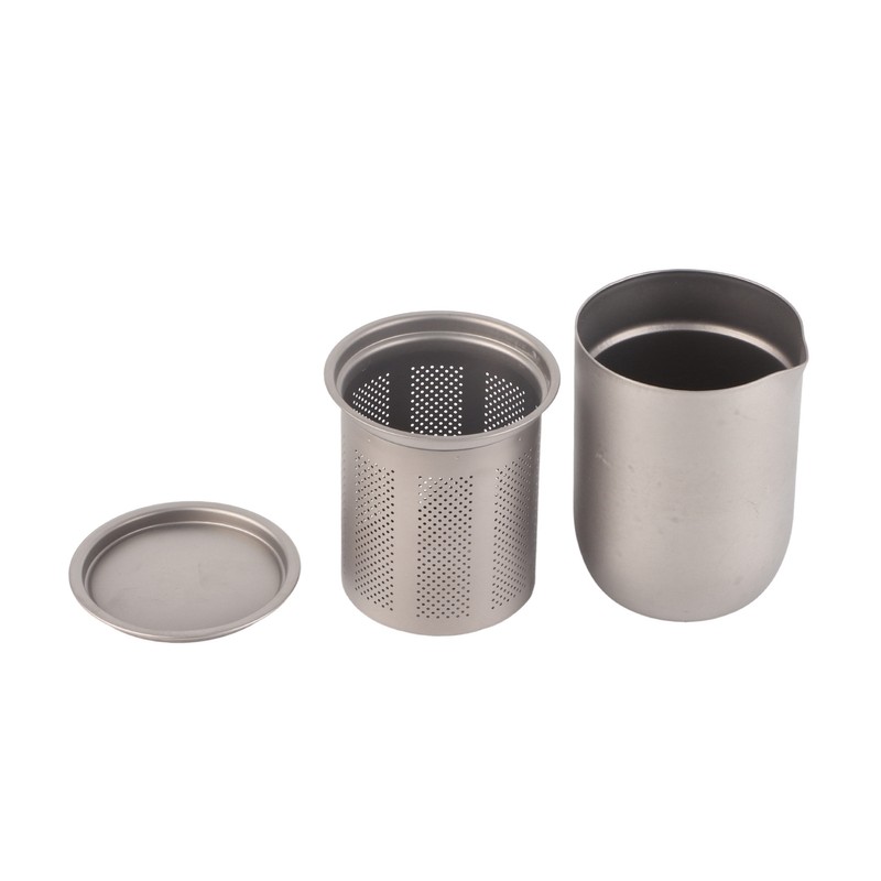 Titanium Double Walled Tea Cups with Removable Filter Cover Cap