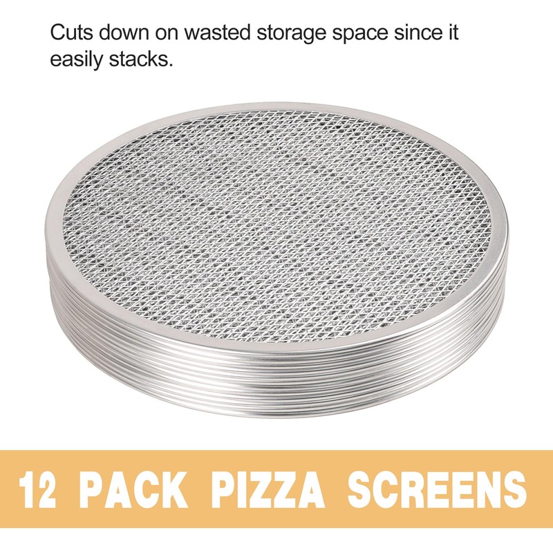 LRui Pizza Screen,12 Inch,12 Pack,Seamless Aluminum Pizza Pan With Holes.