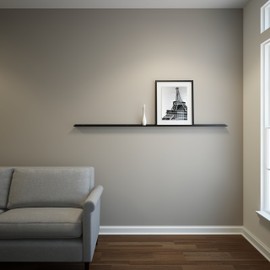 Floating Ledge Metal, Picture, Photo and Art Display, Modern Shelf 5Ft Long by 2 in Wide (5FTB20IN, Black)