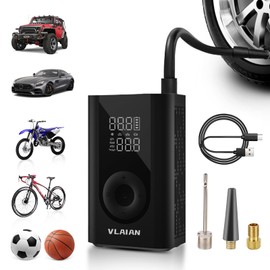 VLAIAN Tire Inflator Portable Air Compressor with Digital LCD Display,150PSI Air Pump for Car Tires Bikes Motorcycles Sports Balls,Black