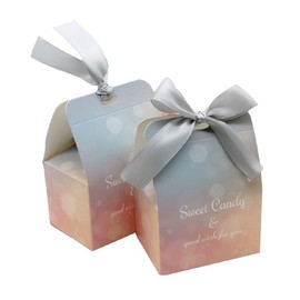 TPZORJX Pack of 20 Gradient Powder Blue Wedding Candy Favour Boxes with Silver Ribbon, Graduation Party Boxes Candy Cardboard Favour Boxes Cookie Boxes Pastry Decoration