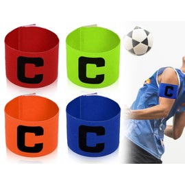 KAPSING Pack of 4 Captain's Armband Football, Multicoloured Football Captain Bracelet, Elastic Captain's Armband with Roll and Velcro Fastening