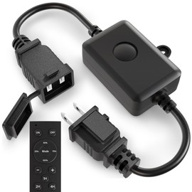 Larkvue 120W Outdoor Dimmer for String Lights with Remote, 4 Brightness, 3 Modes, Timer & Memory Function, Waterproof Plug Switch for S14/ST38/G40