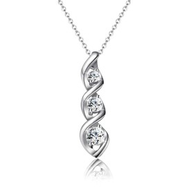 Ascona Dainty 3 Stone Pendant Silver Necklace,Twisted Infinity Cubic Zirconia Necklace for Women Jewelry Gift Bridesmaid Necklace Mother's Day Gift Valentines Day Gifts for Her