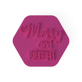 LissieLou Merry and Bright Cookie Stamp Christmas Theme Icing Fondant Embosser - Light Pink