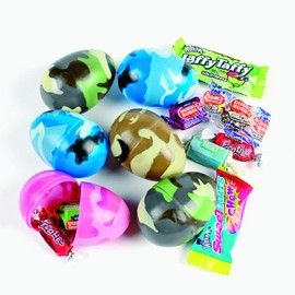 Fun Express - Plastic Candy Filled Camo Eggs (2dz) for Easter - Party Supplies - Pre - Filled Party Favors - Pre - Filled Plastic Containers - Easter - 24 Pieces