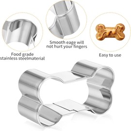 6 Pieces Dog Bone Cookie Cutter, Stainless Steel Cookie Biscuit Cutter Set