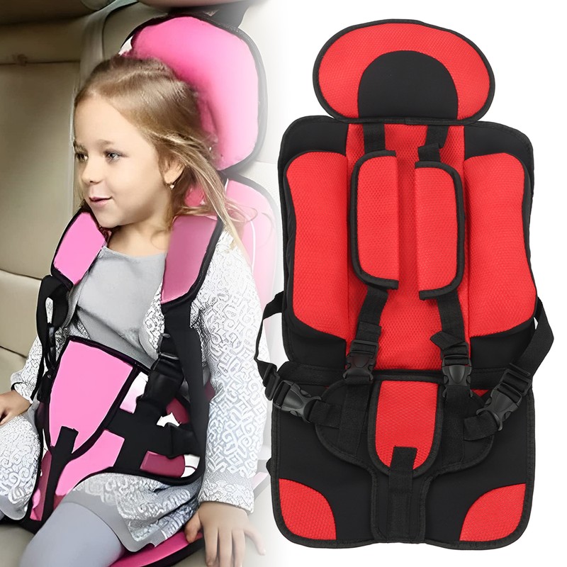 Children Safety Seat Simple Car Portable Seat Foldable Adjustable Strap