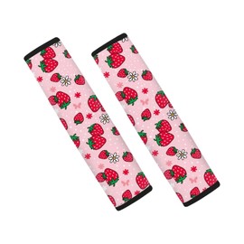 gearider Pink Strawberry Car Seat Belt Covers for Women Car Seat Belt Pads Cushion Comfortable Seatbelt Cushion Universal Car Seat Belt Shoulder Pads Strap Covers for Adults, 2 Pack