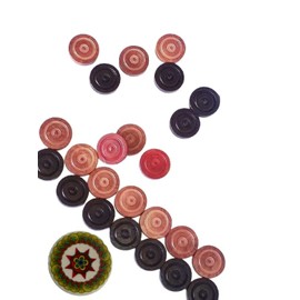 IBLAY Carrom Board Coins and Striker Professional Solid Set, Wooden Checkers with Stackable Ridge (24 Carrom Board Pieces with Cover/Striker Case + 1 Striker)