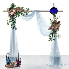 MDS Pack of 1 Panel (30" Width x 20ft Long) Wedding Arch Draping Fabric Sheer Chiffon Arbor Canopy Drapery for Wedding Ceremony Reception Decoration Party Ceiling Backdrop Curtain Swag - Baby Blue