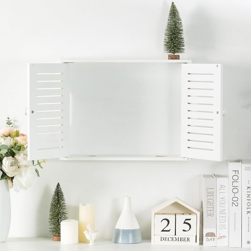 Hooyage WiFi Storage Box Wall Mount Router Shelf Wooden WiFi