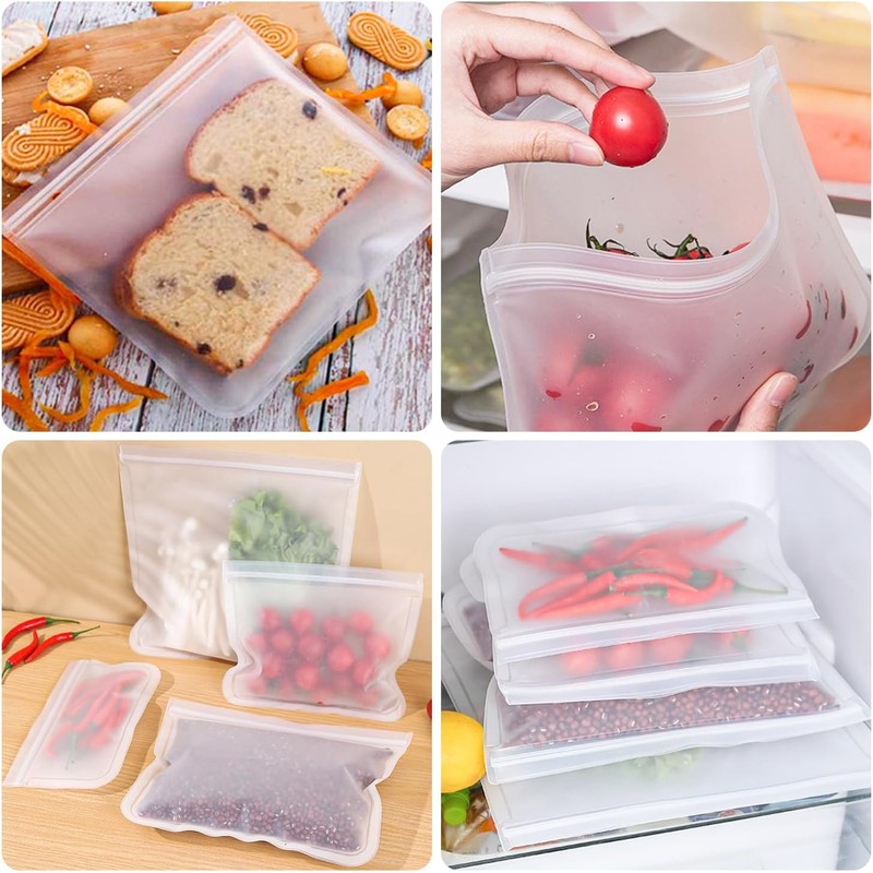 bolsas de silicona reutilizables 10,bolsas para congelar alimentos 10 Bolsas