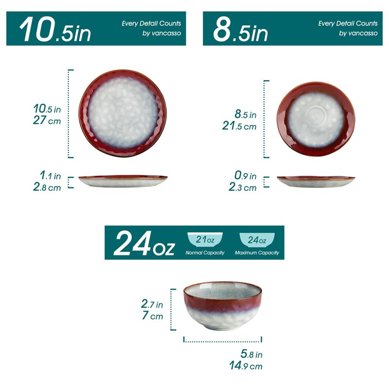 vancasso Starry Dinnerware Set for 4, Handmade Reactive Glaze Stoneware